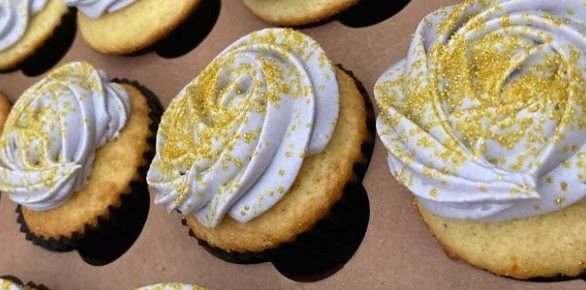 Vanilla cupcakes with gold flakes